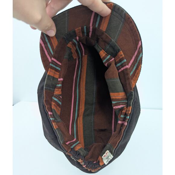 Odd Molly Plaid Newsboy Cap Hat Size 3 Large Brown Red Check Lined Cabbie Boho